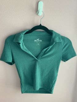 Hollister Y2K Seafoam Green ribbed Crop Top XS