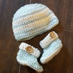 Baby Hat Beanie And Booties Crochet Gift