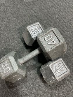 40 lb Cast Iron Hex Dumbbells Pair