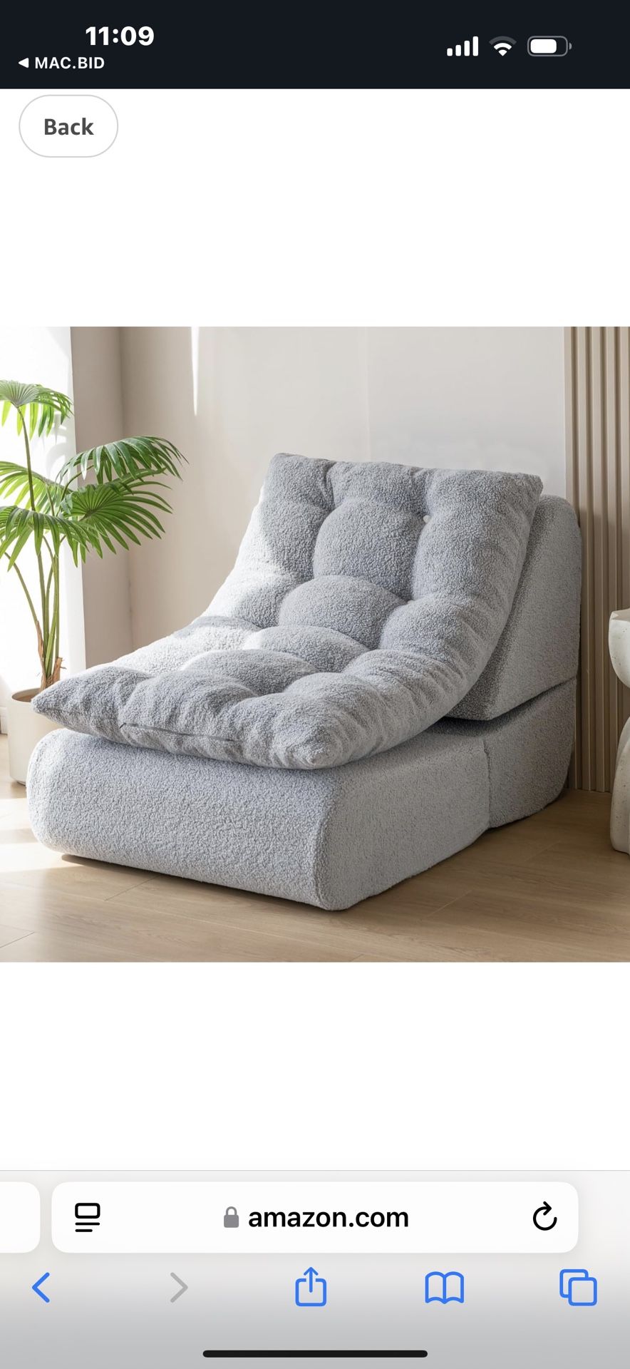 MAXYOYO Folding Sofa Bed, Convertible Chair Bed, Boucle Floor Sofa with Back Support, Portable Fold Out Sofa Couch Comfy Sleeper Bed for Living Room,