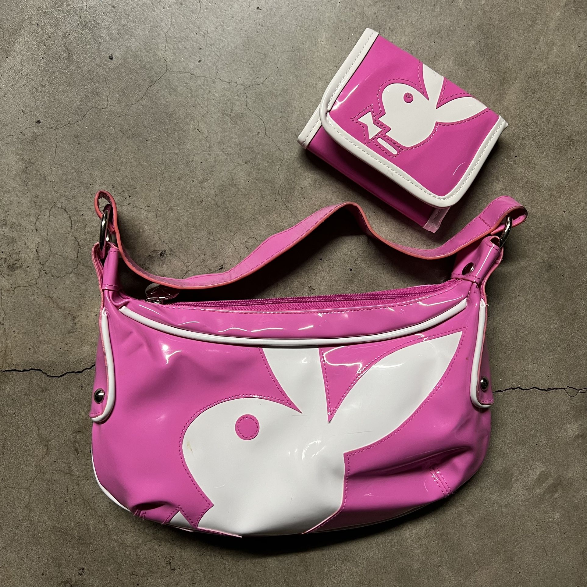 Vintage 2000’s Y2K Playboy Pink Leather Micro Mini Hand Bag OSFA