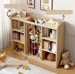 Kids 6-Cube Storage Bookshelf with Stuffed Animal Zoo