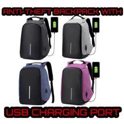 MULTI PURPOSE ANTI-THEFT BACKPACK W/ USB CHARGING PORT