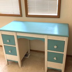 Blue And White Desk / Vanity 