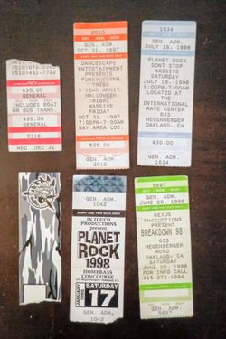 Vintage 90s rave ticket stubbs