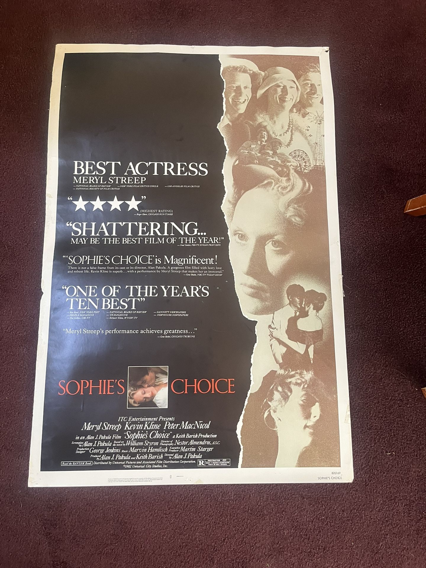 SOPHIE’S CHOICE MOVIE THEATER POSTER $15.00