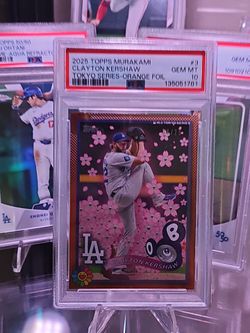 2025 Topps Murakami Clayton Kershaw Tokyo Series Orange Foil PSA 10