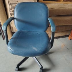 Blue Leather Office Chair 