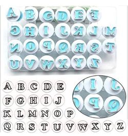 26PCS/Set Cookie Stamp Impress Cookie Cutters Alphabet Letter and Number Cake Biscuit Mold Shape DIY Cookie Biscuit Alphabet Cake Tool Embosser Cutter