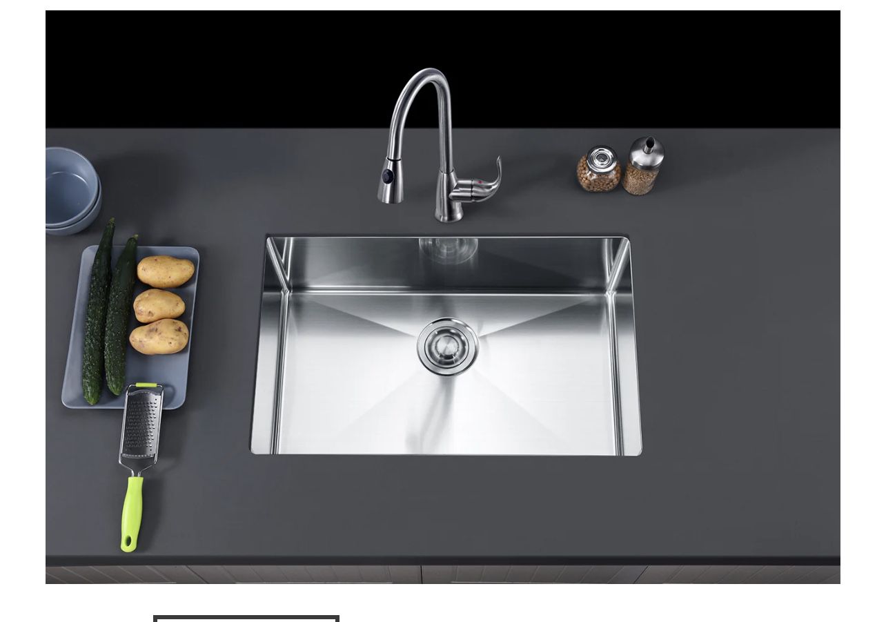 Vuzati Undermount Stainless Steel Kitchen Sink - 32" x 18" Deep Single Bowl Sink Basin - Bottom Grid - Basket Strainer - Cleaning Towel - Roll Mat – C