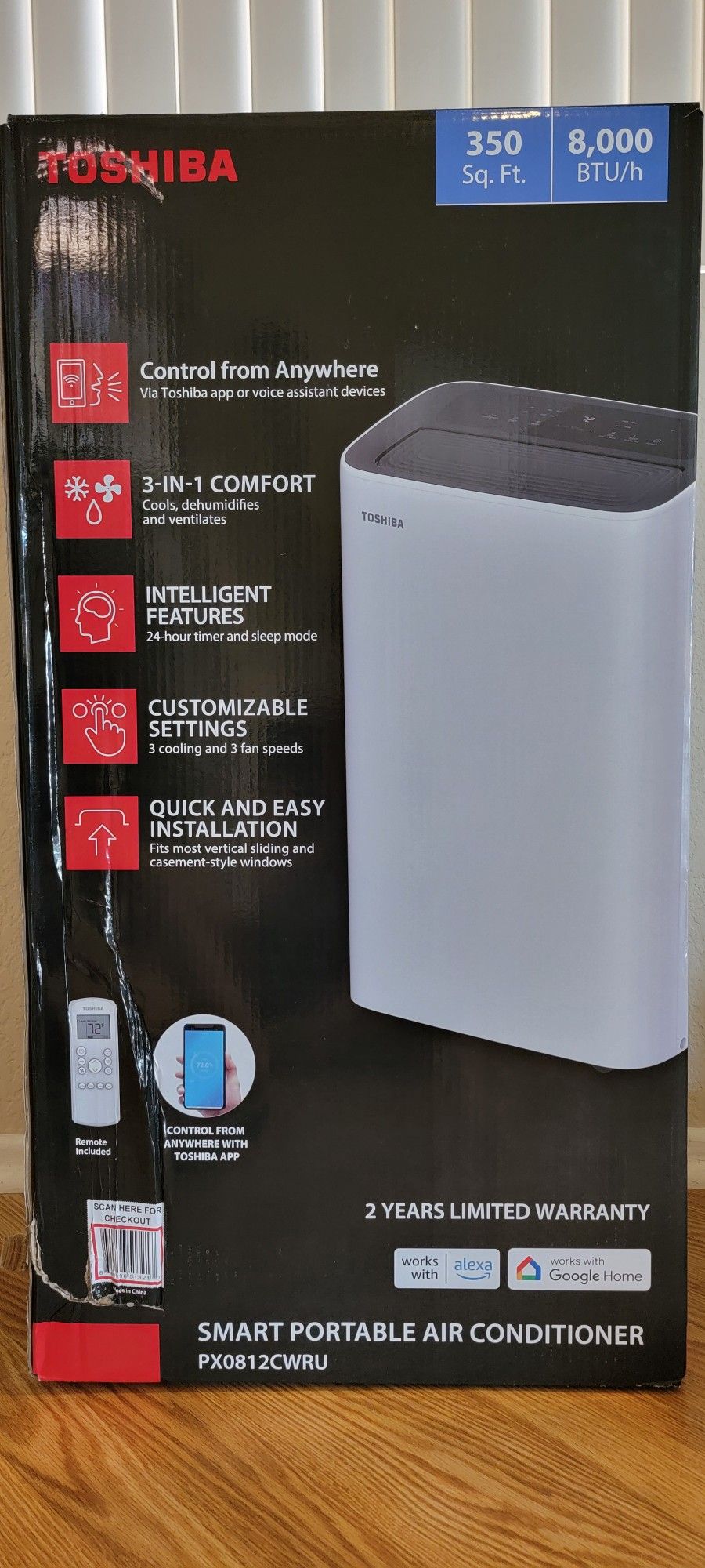 Toshiba 350 sq.ft. 8,000 BTU Smart Portable AC