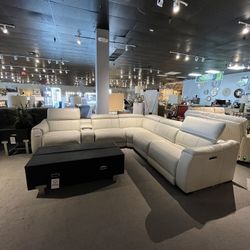 6PC Leather Power Reclining Sectional