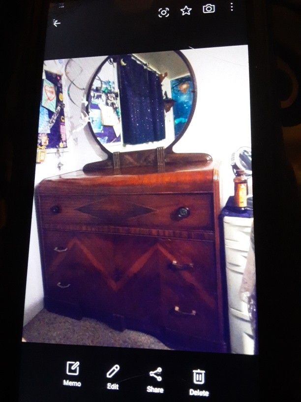 Waterfall Dresser With Original Mirror