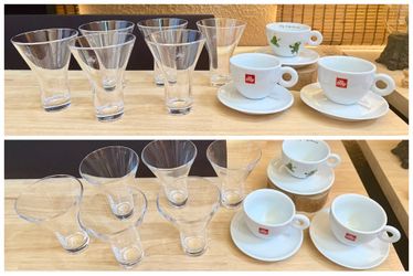 ILLY COLLECTION CUPS & SAUCERS  & GLASSWARE