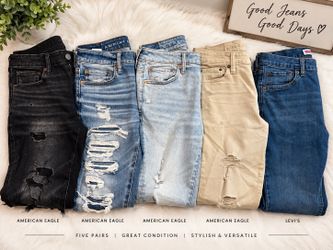 American Eagle & Levi's Jeans Bundle – 5 Pairs