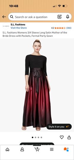 S&L Fashion Size 12 Petite Satin Gown 3/4 sleeve  Brand New