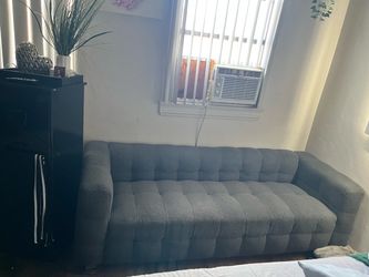Gray Tufted Boucle Sofa