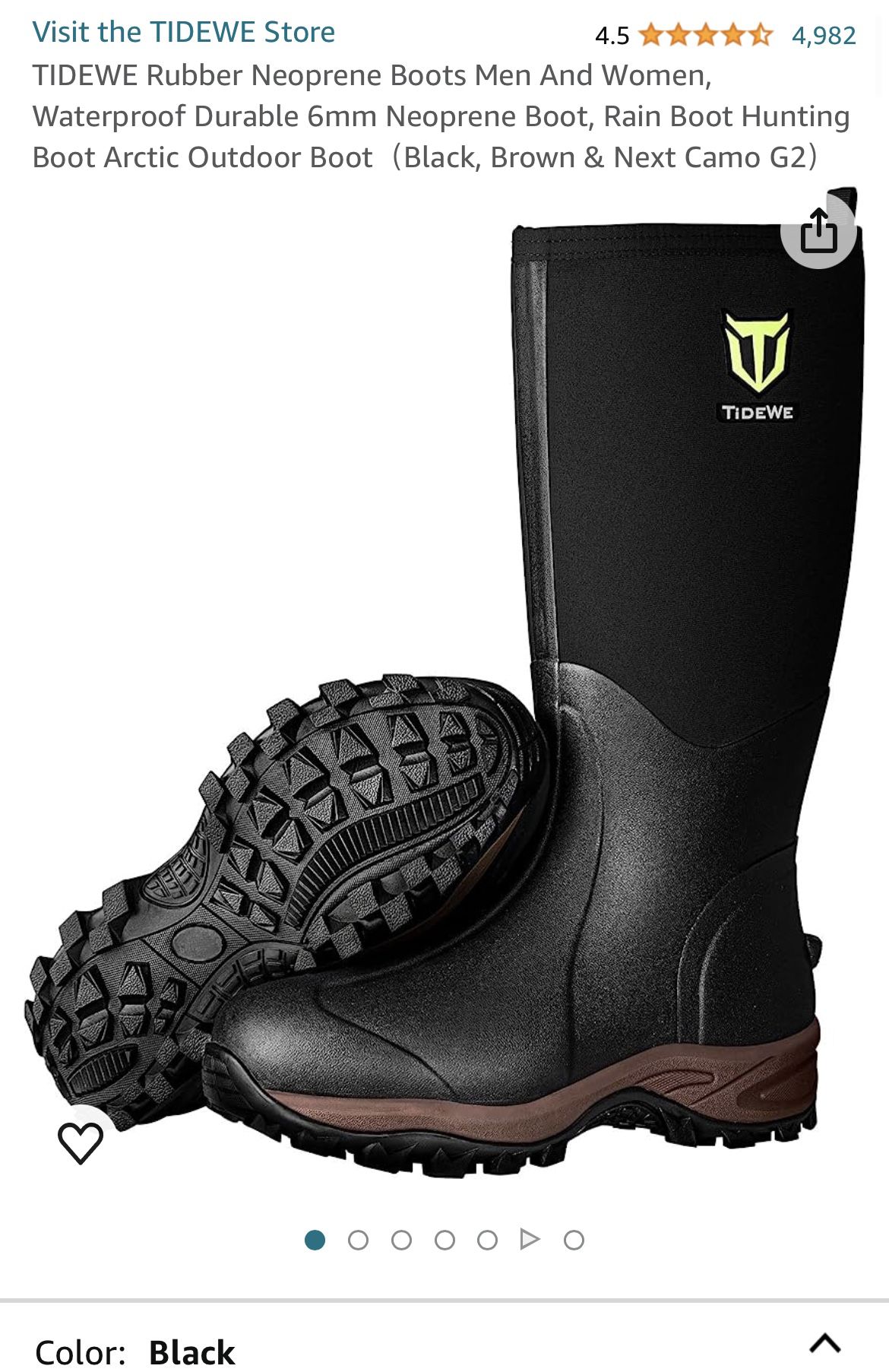 TIDEWE Rubber Neoprene Boots Men And Women, Waterproof Durable 6mm Neoprene Boot, Rain Boot Hunting Boot Arctic Outdoor Boot（Black, Brown & Next Camo 