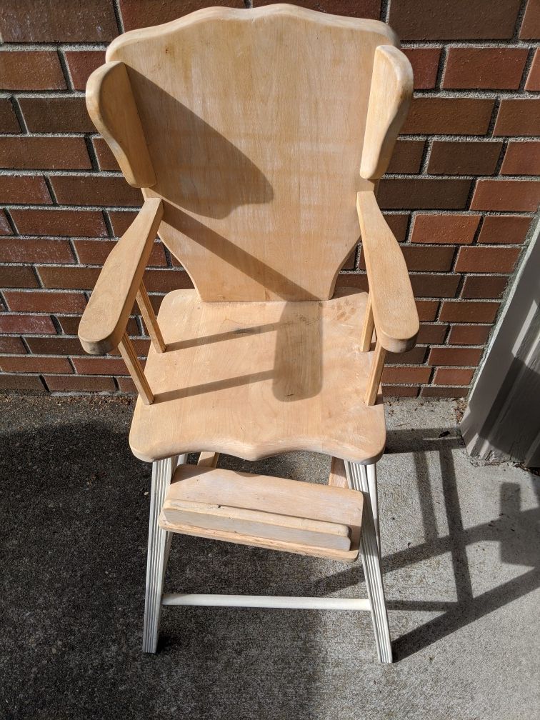 Wood antique highchair