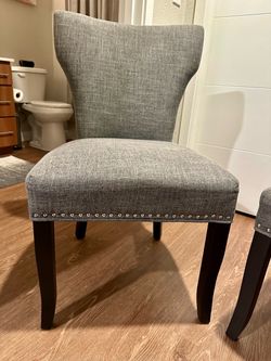 Set (2) Fabric Nail Head Side Chairs Like New