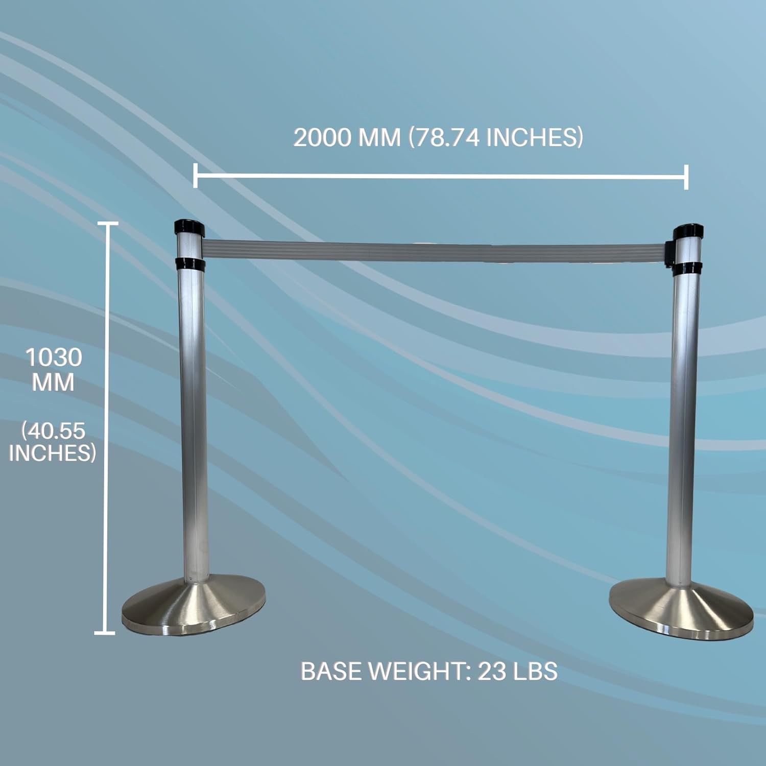 Crowd Control 40.5" Tall Stanchions with 6.5 Foot Retractable Belt- Durable, Portable Barrier System for Efficient Public Space Organization - Enhance