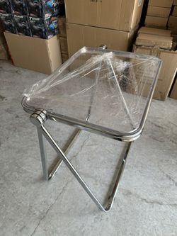 Clear Glass Chrome Foldable Table