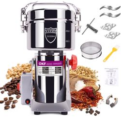 $130 MSRP 750g Grain Mill Grinder Electric, 304 Stainless Steel Grain Mill, 2800W High-speed Commercial Spice Grinder, Superfine Grain Mill for Flour,