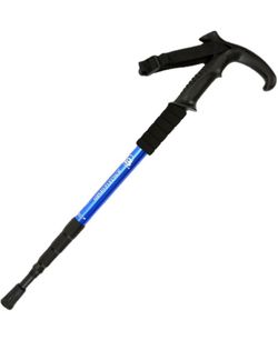 Brand Jungle Leopard Trekking Pole Three Sections Four Sections Curved Handle Aluminum Trekking Pole T Handle Walking Stick (Red, Blue, Silver, Black)