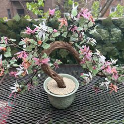 Vintage 1950s Jade Bonsai Tree Real Crystals. Not A Real Tree