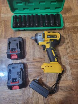 NEW Cordless Impact Wrench Kit with 2 Batteries & 10 Sockets