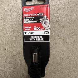 (5 New Drill Bits) Milwaukee Tool Hammer Drill Bit, 48-20-7240 SDS Plus, 1X10 In. As seen in photo cuts through rebar too made in Germany good qua