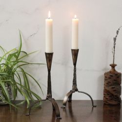 Gorgeous Vintage Van Keppel 10" Iron Candlesticks (Set of 2)