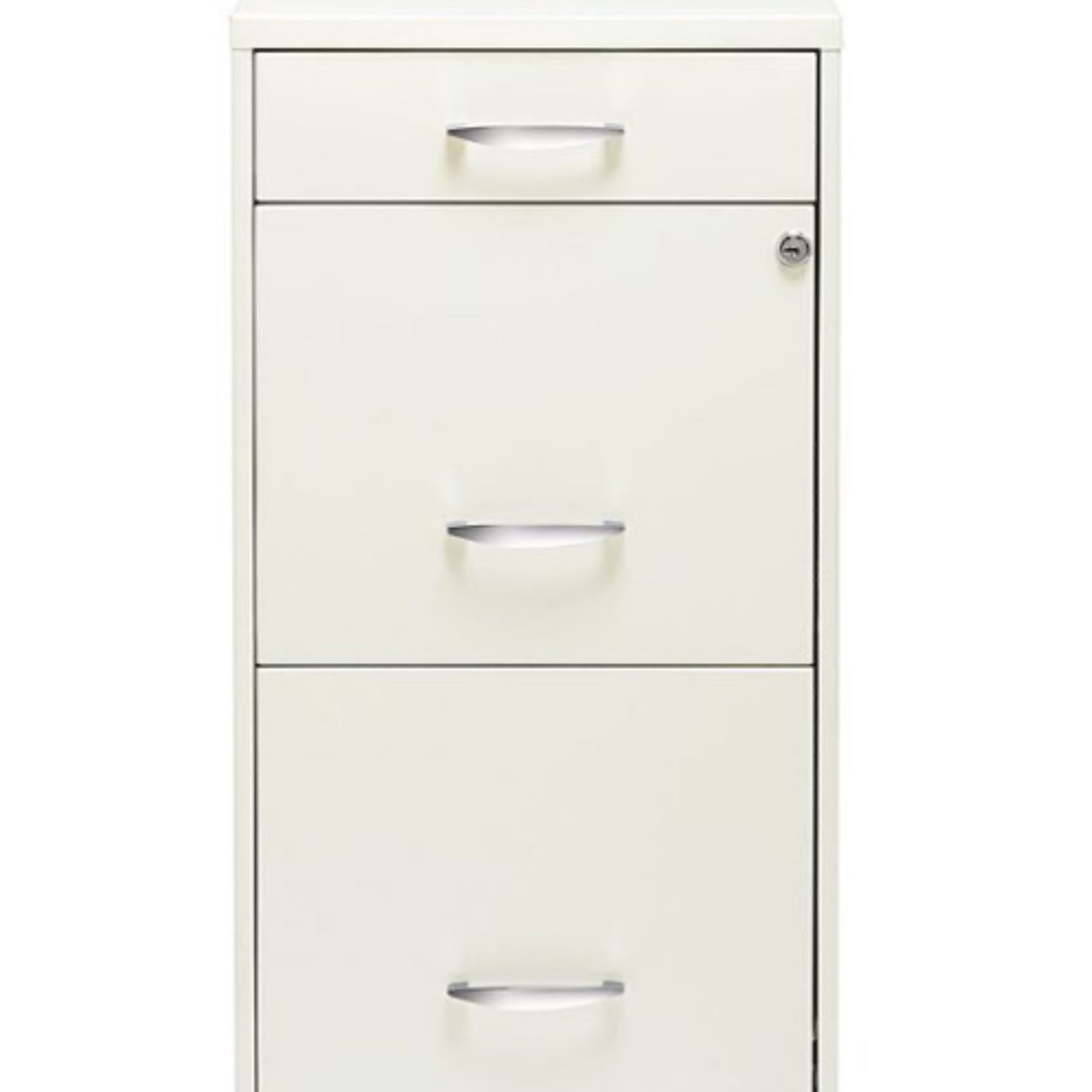 Hirsh - Metal 3-Drawer Organizer File Cabinet with Pencil Drawer - Pearl White #648