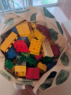 Duplo Lego Blocks and Vintage Storage Containers