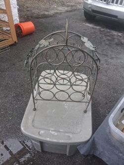 Wrought Iron Wine Rack with Grape Vine Detail