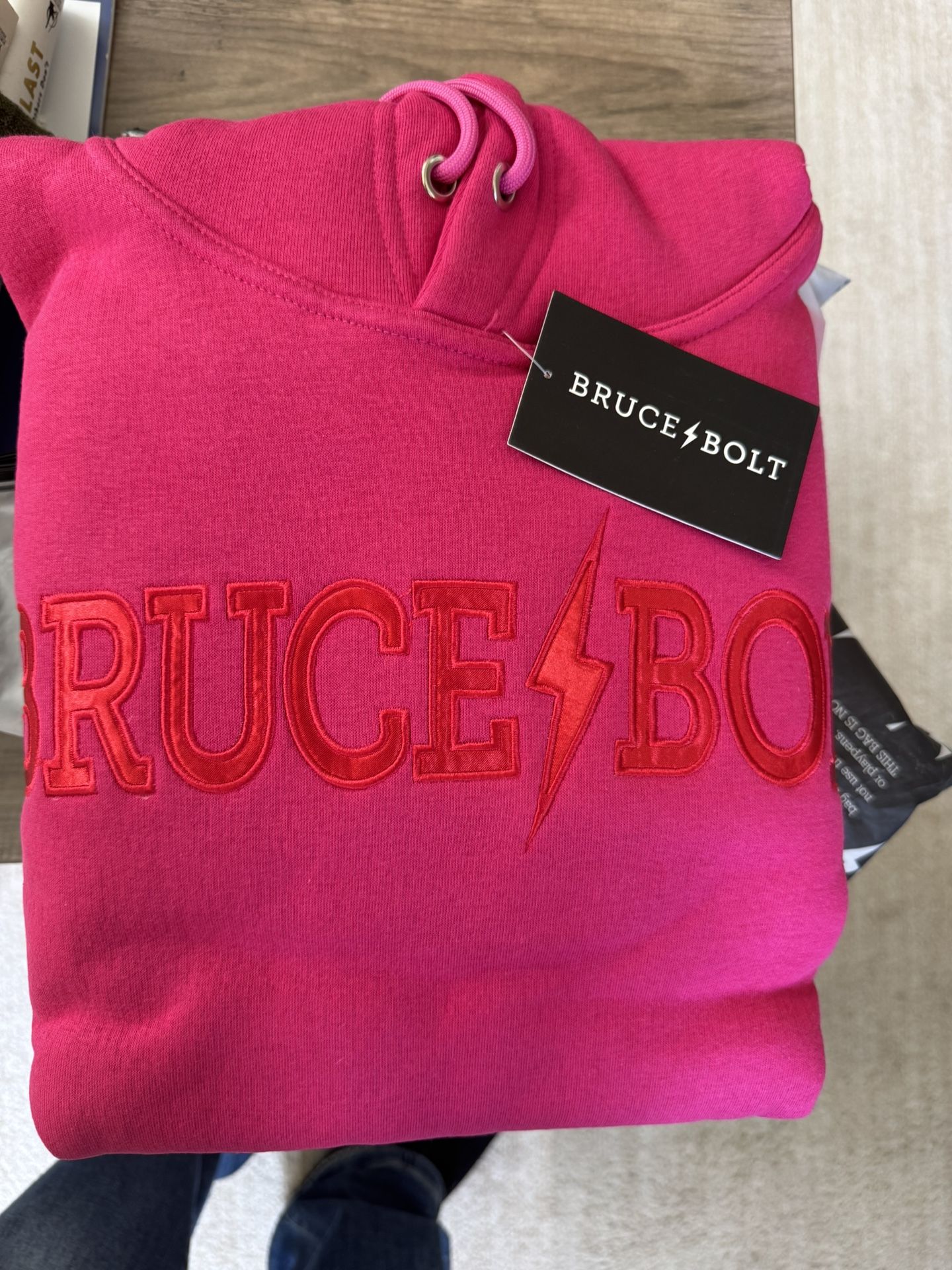  Bruce bolt Pink Youth Large hoodie