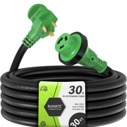 RVMATE 30 Feet 30 Amp RV Lockable Power Extension Cord with Easy Plug-in Handle