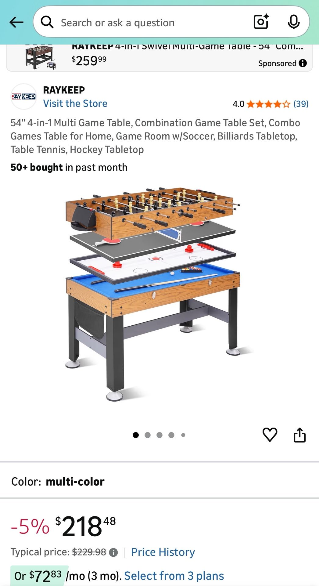 Multi Game Table 5-in-1 : $120 or OBO