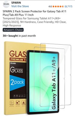 SPARIN 2-Pack Tempered Glass Screen Protector Galaxy Tab A11+/A9+