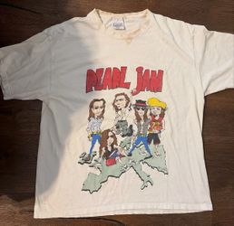 Pearl Jam 1992 Ten Era Vintage Tour T-Shirt Nice Man XL White (well loved)