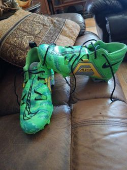 Size 12 Men's Nike Alpha Menance Pro 3 Green And Black Football Cleats