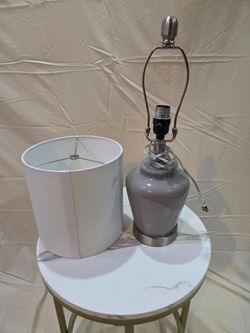 Gray Ceramic Accent Table Lamp with Drum Shade - Near New