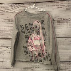 Girls Gray Barbie Sweatshirt size Medium 7-8