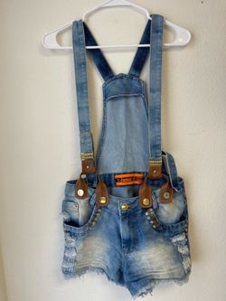 Blue Denim Suspender Shorts Size M