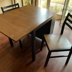 Mini Dining Table With 2 Chairs, Expandable, Storage Shelf