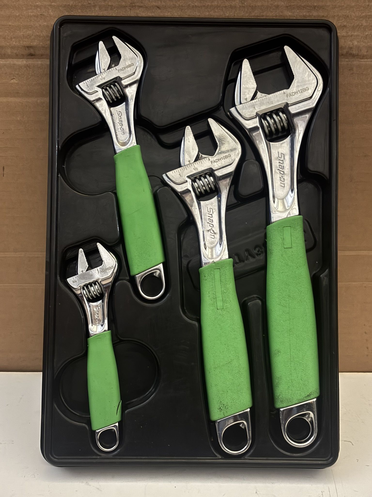 Snap-on Tools 4 pc Flank Drive® Plus Adjustable Wrench Set (6–12") (Green)