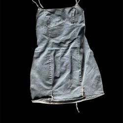 Lace Up Denim Mini Dress Forever 21