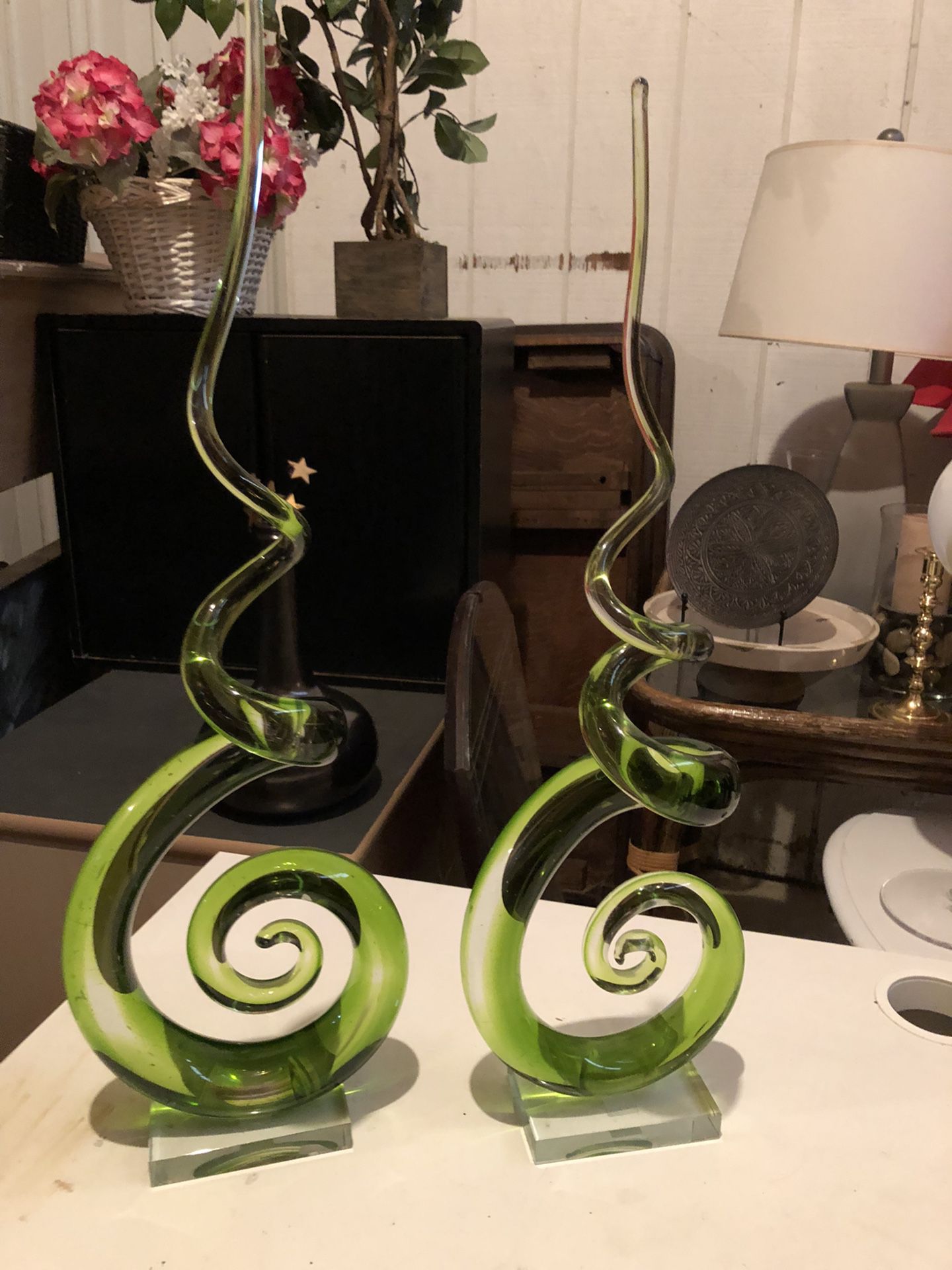 Pair of Glass Sculptures 