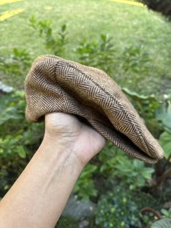 Vintage Adjustable Herringbone Flat Cap