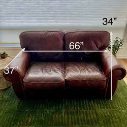 Restoration Hardware RH 66” leather loveseat sofa